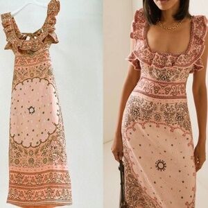 NWOT Zimmermann Matchmaker Linen Open Back Paisley Midi Dress $850 AU2/US8